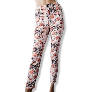 BDG Ivory, Orange & Black Floral High Rise Twig Ankle Jeans